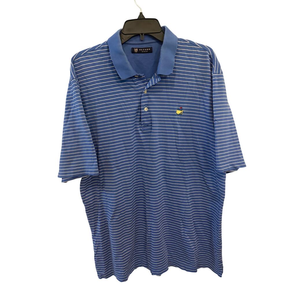 Vintage Polo Oxford Golf Augusta Masters Short Sleeve Collared Stripe Large Blue